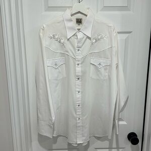 Ely Cattleman White Cowboy Flower Shirt - XL